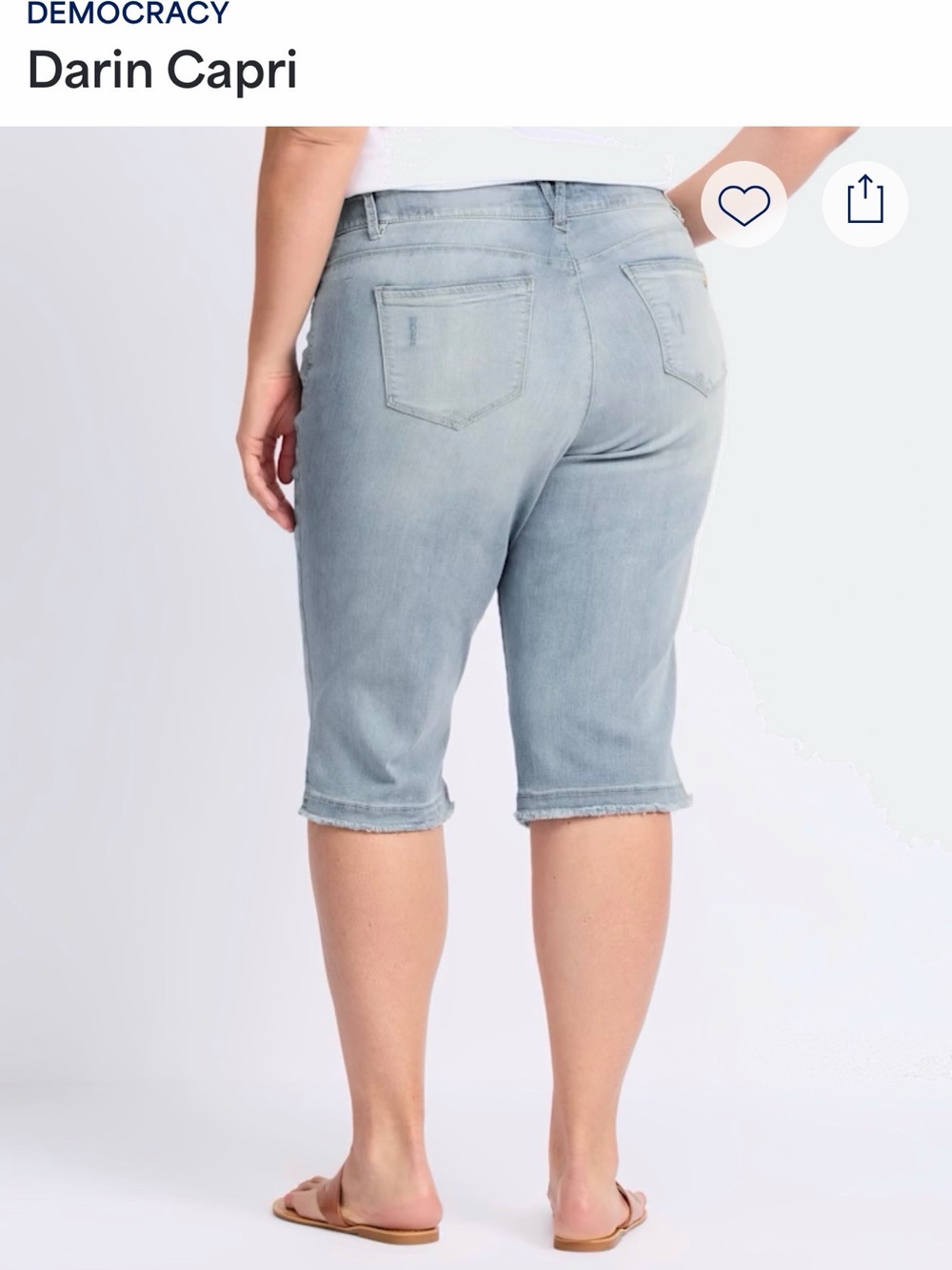 Democracy Light Wash Darin Capri 18W, 18” inseam frayed hem StitchFix - Picture 2 of 4